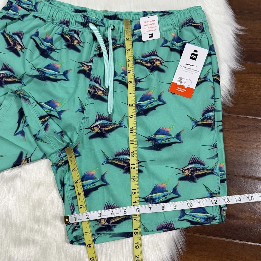 Saxx Men's Size XL‎ Fish Print Oh Buoy 2N1 Volley 7